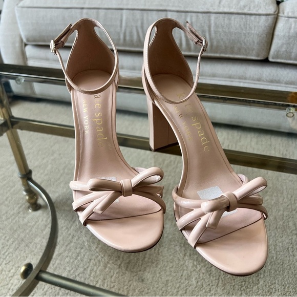 kate spade Shoes - kate spade Pink Heeled Sandals with Knotted Bow Detail Sz 9